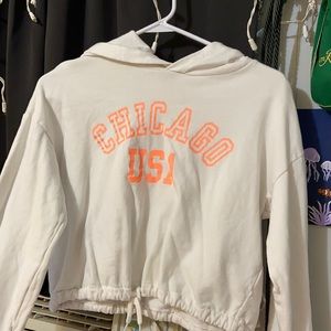 White hoodie crop